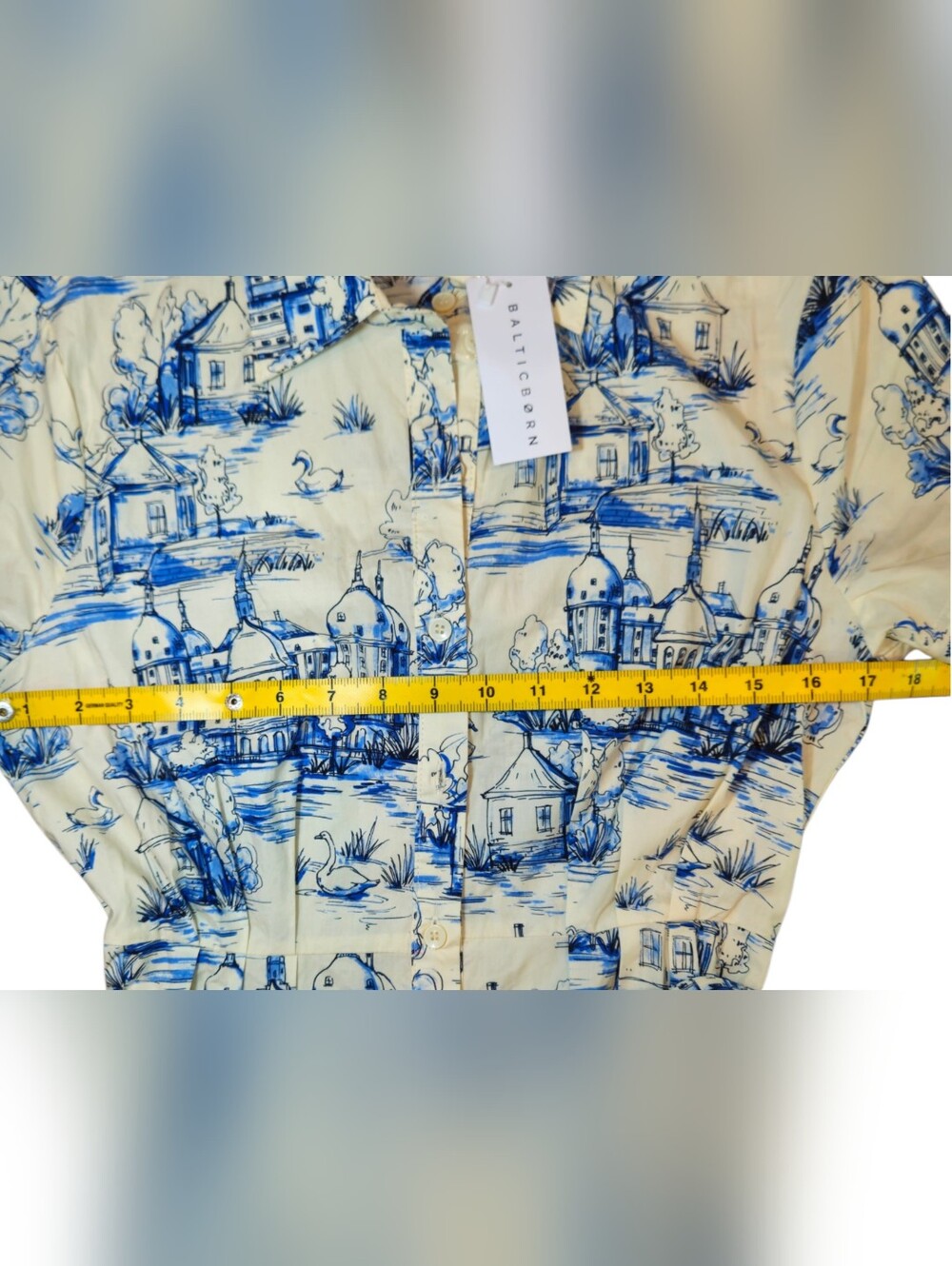 NWT Baltic Born Layne Holland Toile Midi Dress Cream Blue Tie Waist Size S - Picture 10 of 11